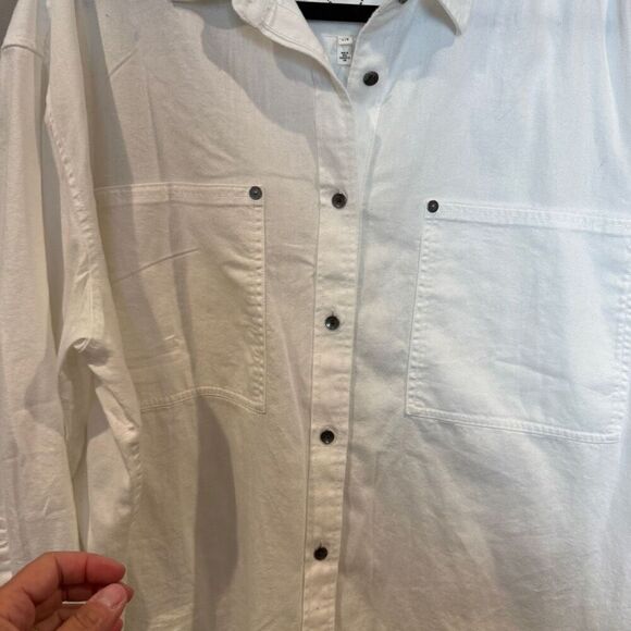 Aerie Large White Denim Oversized Shirt Jacket - Picture 4 of 8